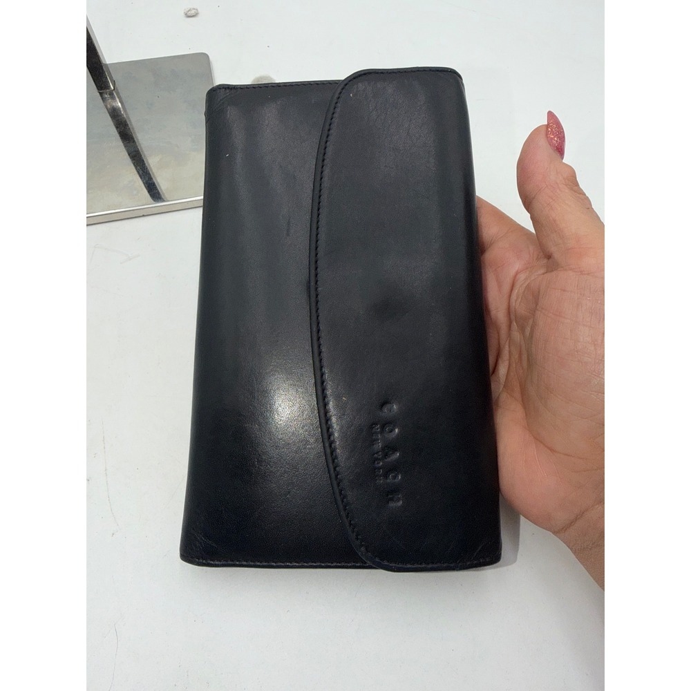 Coach New York Vintage Black Leather Long Bi-Fold Wallet with ID Window - Picture 2 of 11